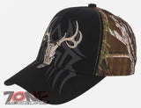 NEW! DEER HUNTER SKULL BUCK OUTDOOR SPORTS BASEBALL CAP HAT BLACK CAMO