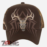 NEW! DEER HUNTER SKULL BUCK OUTDOOR SPORTS BASEBALL CAP HAT BROWN CAMO