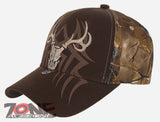 NEW! DEER HUNTER SKULL BUCK OUTDOOR SPORTS BASEBALL CAP HAT BROWN CAMO