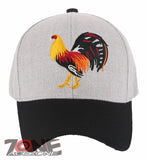 NEW! BIG COCK ROOSTER FIGHT BASEBALL CAP HAT GRAY BLACK