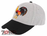 NEW! BIG COCK ROOSTER FIGHT BASEBALL CAP HAT GRAY BLACK