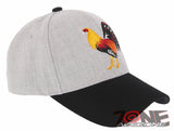 NEW! BIG COCK ROOSTER FIGHT BASEBALL CAP HAT GRAY BLACK