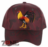 NEW! BIG COCK ROOSTER FIGHT BASEBALL CAP HAT BURGUNDY ALL CAMOUFLAGE