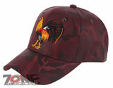 NEW! BIG COCK ROOSTER FIGHT BASEBALL CAP HAT BURGUNDY ALL CAMOUFLAGE