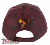 NEW! BIG COCK ROOSTER FIGHT BASEBALL CAP HAT BURGUNDY ALL CAMOUFLAGE