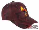 NEW! BIG COCK ROOSTER FIGHT BASEBALL CAP HAT BURGUNDY ALL CAMOUFLAGE