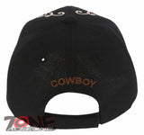 NEW! COWBOY RIDE HARD RIDER HORSESHOE COWBOY BASEBALL CAP HAT BLACK
