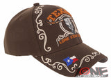 NEW! TEXAS COW SKULL BULL HEAD LONE STAR STATE FLAG BASEBALL CAP HAT BROWN