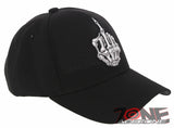 NEW! SKELETON HAND MIDDLE FINGER BASEBALL CAP HAT BLACK