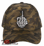 NEW! SKELETON HAND MIDDLE FINGER BASEBALL CAP HAT CAMOUFLAGE OLIVE