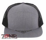 7 PANEL FLAT BILL SNAPBACK TRUCKER BASEBALL CAP HAT LIGHT GRAY