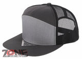 7 PANEL FLAT BILL SNAPBACK TRUCKER BASEBALL CAP HAT CHARCOAL GRAY LIGHT GRAY