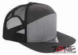 7 PANEL FLAT BILL SNAPBACK TRUCKER BASEBALL CAP HAT CHARCOAL GRAY LIGHT GRAY
