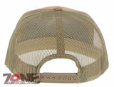 7 PANEL FLAT BILL SNAPBACK TRUCKER BASEBALL CAP HAT TAN BURGUNDY