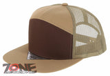 7 PANEL FLAT BILL SNAPBACK TRUCKER BASEBALL CAP HAT TAN BROWN