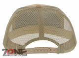 7 PANEL FLAT BILL SNAPBACK TRUCKER BASEBALL CAP HAT TAN BROWN