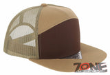 7 PANEL FLAT BILL SNAPBACK TRUCKER BASEBALL CAP HAT TAN BROWN