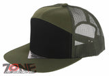 7 PANEL FLAT BILL SNAPBACK TRUCKER BASEBALL CAP HAT OLIVE BLACK