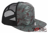 7 PANEL FLAT BILL SNAPBACK TRUCKER BASEBALL CAP HAT CAMOUFLAGE TEAL BURGUNDY