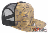 7 PANEL FLAT BILL SNAPBACK TRUCKER BASEBALL CAP HAT BLACK CAMOUFLAGE KHAKI