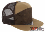 7 PANEL FLAT BILL SNAPBACK TRUCKER BASEBALL CAP HAT BROWN TAN CAMOUFLAGE BROWN