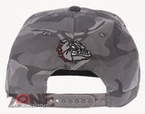 NEW! BULLDOG HEAD FLAT BILL SNAPBACK BASEBALL CAP HAT CAMOUFLAGE GRAY