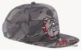 NEW! BULLDOG HEAD FLAT BILL SNAPBACK BASEBALL CAP HAT CAMOUFLAGE GRAY