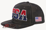 NEW! USA FLAG STAR FLAT BILL SNAPBACK BASEBALL CAP HAT CAMOUFLAGE OLIVE