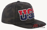 NEW! USA FLAG STAR FLAT BILL SNAPBACK BASEBALL CAP HAT CAMOUFLAGE OLIVE