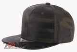 USA FLAG STAR FAUX LEATHER VISOR FLAT BILL BASEBALL CAP HAT CAMOUFLAGE OLIVE