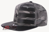 USA FLAG STAR FAUX LEATHER VISOR FLAT BILL BASEBALL CAP HAT CAMOUFLAGE GRAY