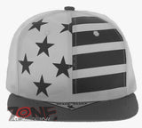 USA FLAG STAR FAUX LEATHER FLAT BILL SNAPBACK BASEBALL CAP HAT CAMOUFLAGE WHITE