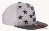 USA FLAG STAR FAUX LEATHER FLAT BILL SNAPBACK BASEBALL CAP HAT CAMOUFLAGE WHITE
