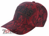 TEXAS SKULL BULL HEAD LONE STAR STATE BASEBALL CAP HAT CAMOUFLAGE RED