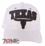 TEXAS SKULL BULL HEAD LONE STAR STATE BASEBALL CAP HAT CAMOUFLAGE WHITE