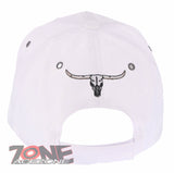 TEXAS SKULL BULL HEAD LONE STAR STATE BASEBALL CAP HAT CAMOUFLAGE WHITE