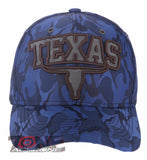 TEXAS SKULL BULL HEAD LONE STAR STATE BASEBALL CAP HAT CAMOUFLAGE ROYAL BLUE