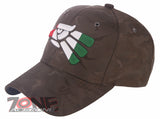 NEW! HECHO EN MEXICO MEXICAN EAGLE BASEBALL CAP HAT CAMOUFLAGE BROWN