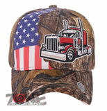 NEW! BIG TRUCK TRUCKER USA FLAG BASEBALL CAP HAT HUNTING CAMO