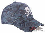 NEW! SKELETON PIRATE BASEBALL CAP HAT CAMOUFLAGE BLUE