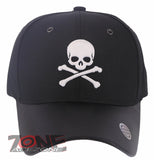 NEW! SKELETON PIRATE FAUX LEATHER VISOR BASEBALL CAP HAT BLACK