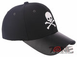 NEW! SKELETON PIRATE FAUX LEATHER VISOR BASEBALL CAP HAT BLACK