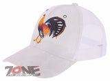 NEW! BIG COCK ROOSTER FIGHT MESH TRUCKER SNAPBACK BALL CAP HAT CAMOUFLAGE WHITE