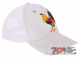NEW! BIG COCK ROOSTER FIGHT MESH TRUCKER SNAPBACK BALL CAP HAT CAMOUFLAGE WHITE