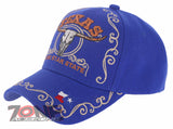 NEW! TEXAS COW SKULL BULL HEAD LONE STAR STATE FLAG BASEBALL CAP HAT ROYAL BLUE