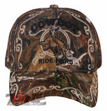 NEW! COWBOY RIDE HARD RIDER HORSESHOE COWBOY BASEBALL CAP HAT HUNTING CAMO
