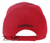 NEW! COWBOY RIDE HARD RIDER HORSESHOE COWBOY BASEBALL CAP HAT RED