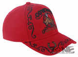 NEW! COWBOY RIDE HARD RIDER HORSESHOE COWBOY BASEBALL CAP HAT RED