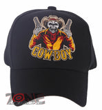 NEW! COWBOY SKULL SKELETON BASEBALL CAP HAT BLACK