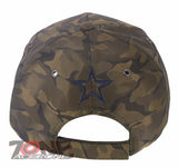 NEW! TEXAS DALLAS FAUX LEATHER STAR BASEBALL CAP HAT CAMOUFLAGE OLIVE